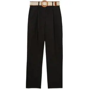 REISS BEAU Linen Belted Tapered Trousers